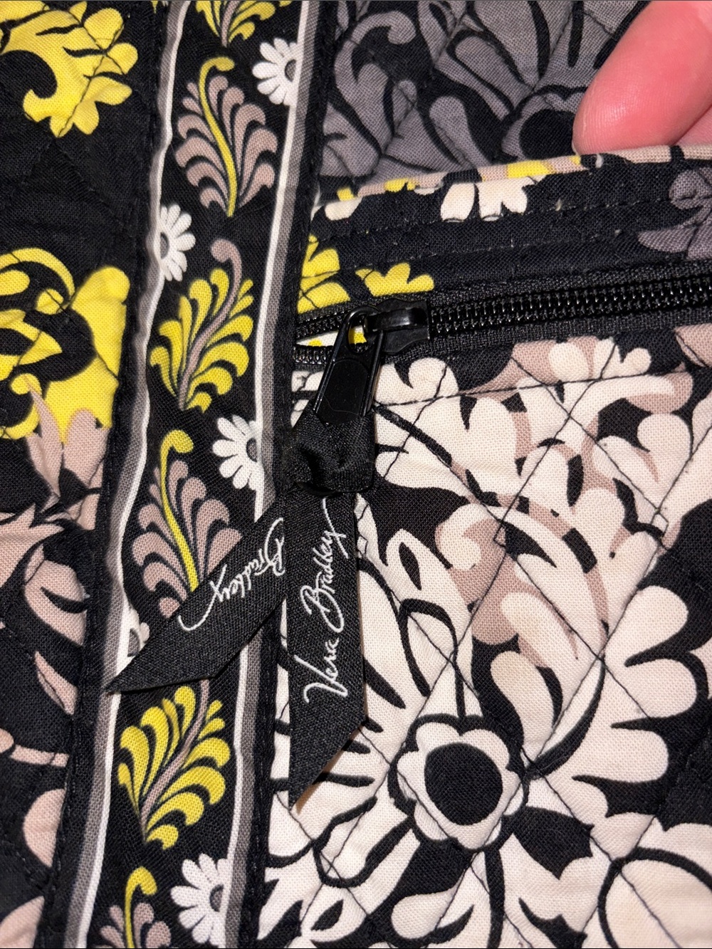 Vera Bradley Black, Yellow & Cream Floral Quilted Crossbody Bag - Picture 2 of 9